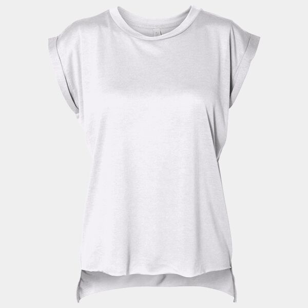 Ladies' Flowy Muscle T-Shirt with Rolled Cuff Thumbnail