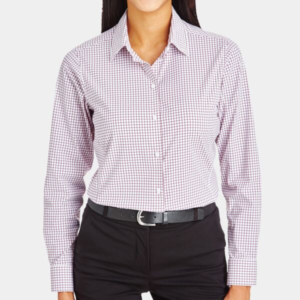 CrownLux Performance® Ladies' Micro Windowpane Woven Shirt Thumbnail